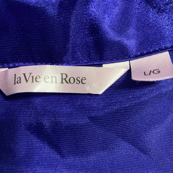 La Vie en Rose Nightie and Pyjama top -Large Indigo Blue -2 pieces - Picture 2 of 7